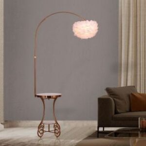 Bird In Hand (Faux Feather Shade) Marble Floor Lamp