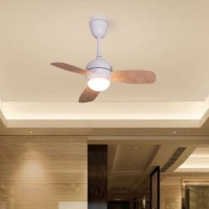 Coming To Town (34″ Span, Light Grey Finish Metal Body, Maple Finish MDF Blades) LED Ceiling Fan