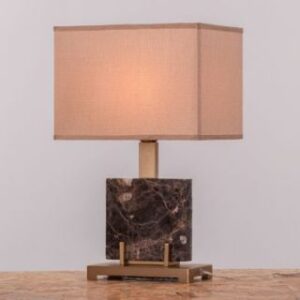 Marbled Coffee (Beige Rectangle Shade) Table Lamp