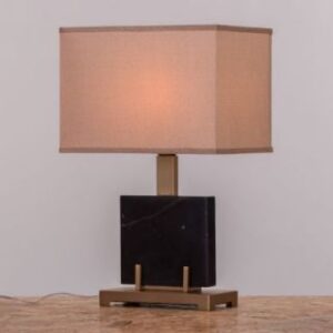 Marbled Black (Beige Rectangle Shade) Table Lamp